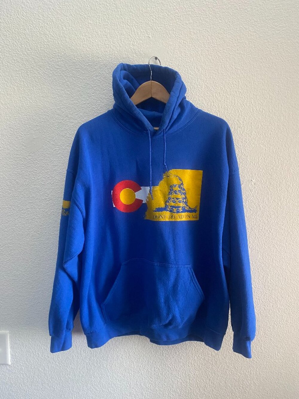 Colorado Don't Tread On Me American Patriot Hoodie Sweatshirt XL Blue Gildan